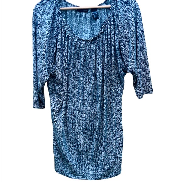 NY & CO Top Blouse black & white business casual comfy size Large Stretch - Picture 1 of 7